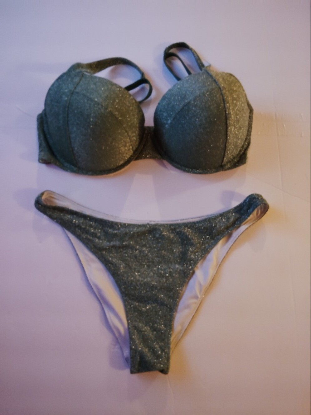 PINK Victoria's Secret Sparkle Dark Green Bikini Set